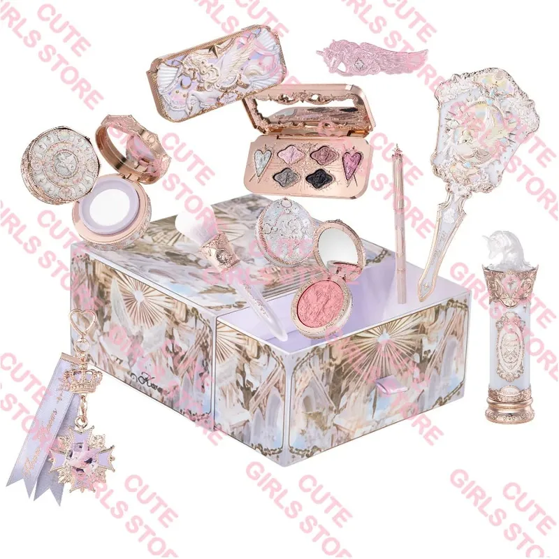 Flower Knows Knight Unicorn Collection Mini All-In Gift Set- with Lipstick Blush Eyeshadow Powder Lip Liner Mirror & Tools