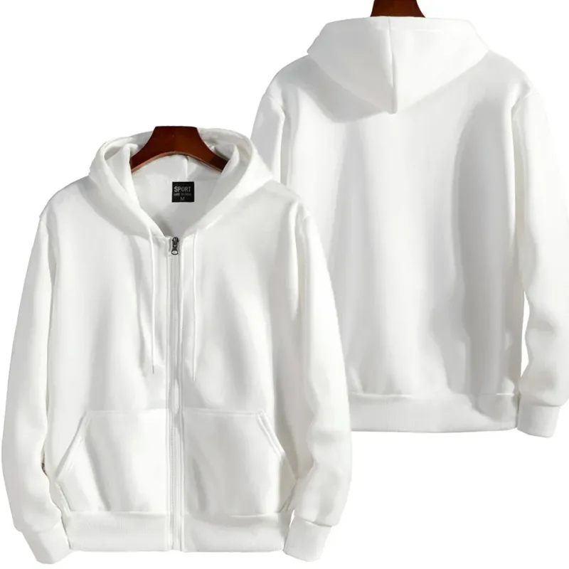 Zipper Hoodies Autumn Winter Men's Long Sleeve Hooded Sweatshirt Fashion Casual Male Outfit Sportwear Loose Villus Lining Clothe