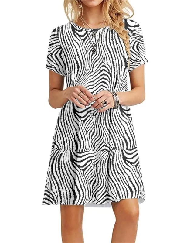 Leopard Pattern Women 3D Print Fashion Dresses Short Sleeve Summer Loose Casual Short Dress Streetwear Ladies Mini Dress — image 3