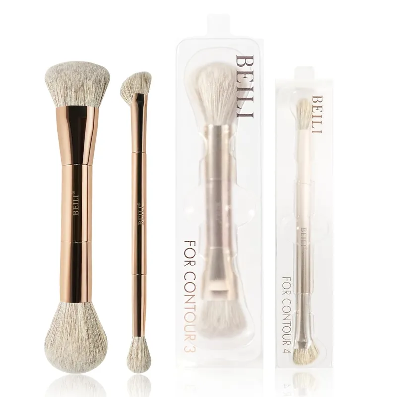 Makeup Brush Set Double-Sided Makeup Brushes for Foundation Contour Blush Blending Eyebrow and Eye Shadow Fiber Bright Cyan