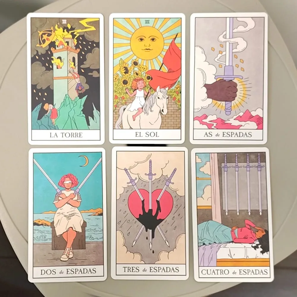 Modern Witch Tarot Deck in Spanish Language 10.3*6cm 78 Pcs Tarot Cards Combine with Diverse Bodies Up-to-the-minute Fashion