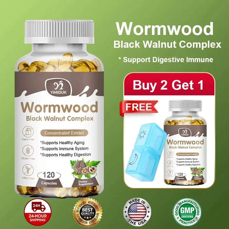 Premium Wormwood Cleanse Supplement with Black Walnut Clove & Quassia Supports Intestinal Health Detox & Digestive Balance