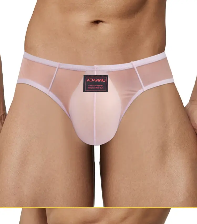 Summer Ice Silk Men Briefs 0.01mm Ultra-thin Mesh Underpants Transparent Breathable Sexy DeepV-back Butt-lifting Underwear M-XXL