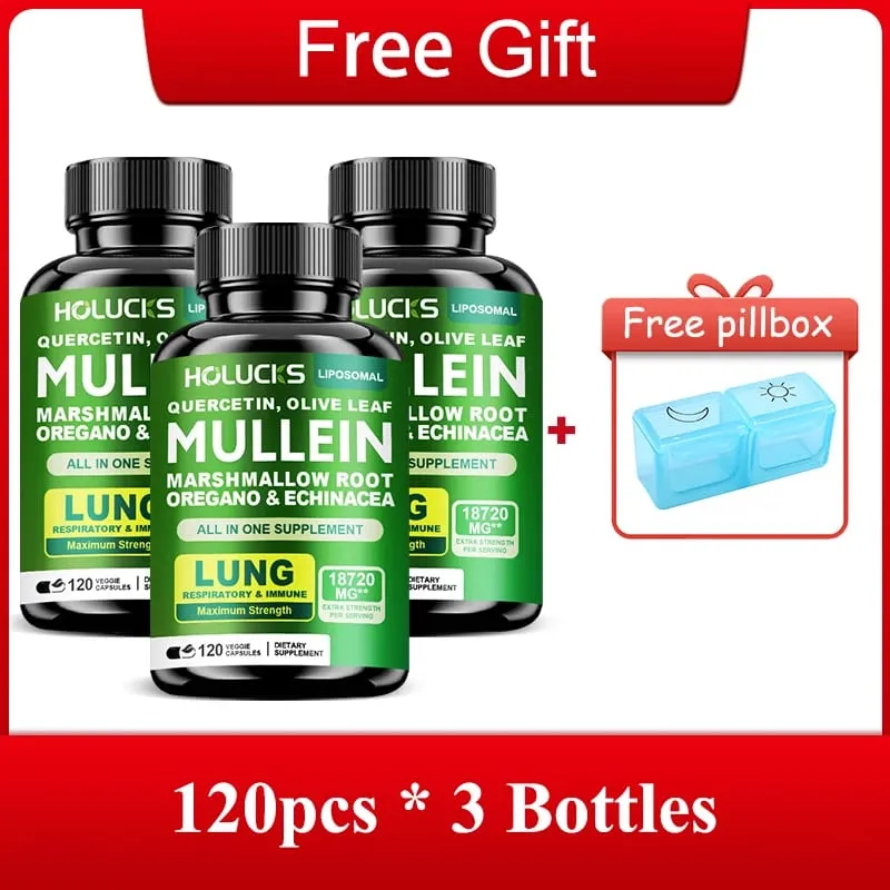 Premium Mullein Leaf Extract Capsules with Vitamin C Support Expectorant Soothes Airways & Reduces Irritation Lung Health