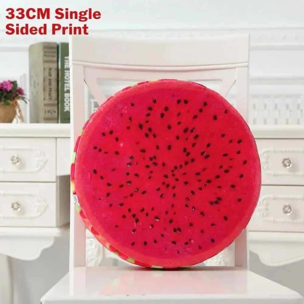 Soft Round Fruit Pillow Simulation Fruit Slice Print Seat Cushion Stuffed Inner Plush Fabric Sofa Cushion Sofa Decor