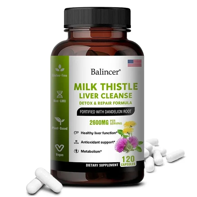 Milk Thistle with Dandelion Root-Antioxidant Liver & Kidney Health Support Supplement Vegan Non-GMO Gluten Free 120 Capsules