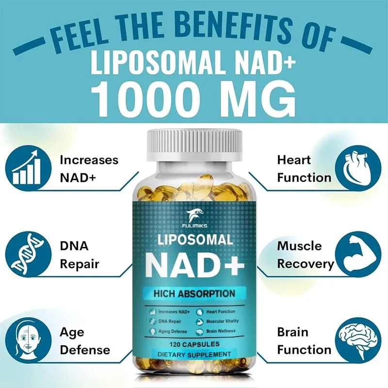 Supplément NAD Capsules Supplément liposomal NAD+ - Défense contre le vieillissement Énergie cellulaire Fonction cardiaque et cérébrale