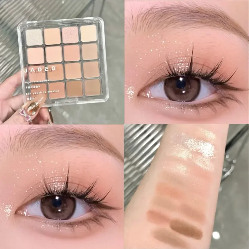 16 Color Eyeshadow Palette Matte Low Saturation Waterproof Glitter Blue Eye Shadow Long Lasting Pink Eyes Makeup Korean Cosmetic
