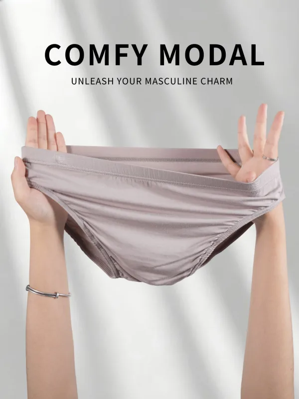 Men's Modal Ultra Thin Bare Feel Briefs, Low Rise High Elastic Breathable 3D Convex Pouch Underwear