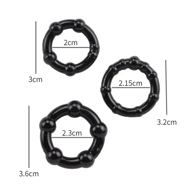 3 pièces extensible rester dur perlé anneau de coq retarder l'éjaculation formateur scrotal liaison balle civière Silicone Cockring hommes jouets sexuels