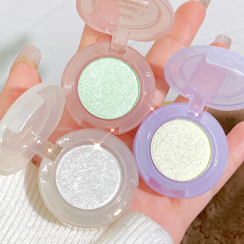 1 Pcs Monochrome High Gloss Waterproof Eye Shadow Peachy Pink Long Lasting Silky Easy To Color Diamond Shiny Eye Shadow Cosmetic