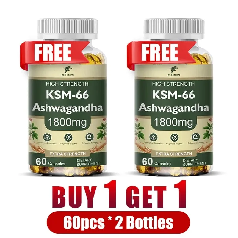 Buy 2 Get 2 Free! High-Potency KSM-66 Capsules 2100mg Supports Energy Focus & Physical Performance Pure Root Extract