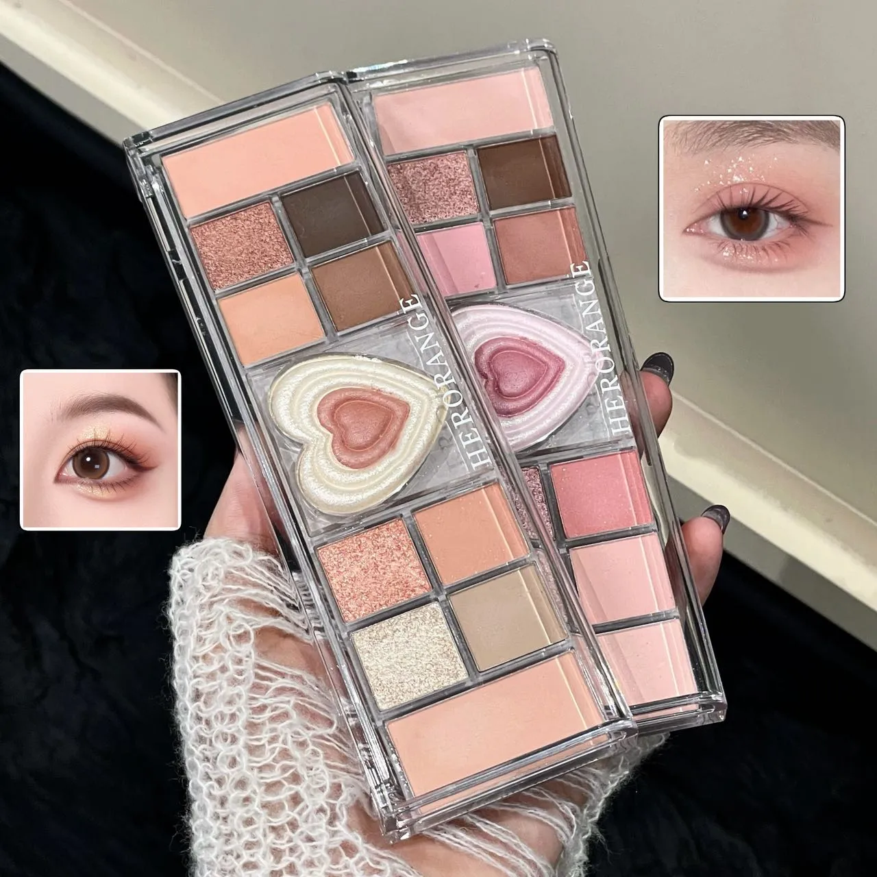Palette per trucco occhi albicocca a 12 colori Palette per ombretti a bassa saturazione Palette perlescenti opachi luccicanti Colore terra Ombretto Bellezza