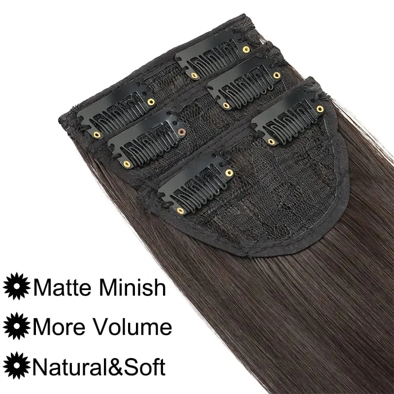 24Inch Synthetic 3pcs/set Long Straight Hair Extension Clip in Hair Heat-Resistant Fiber Hairpiece for Women