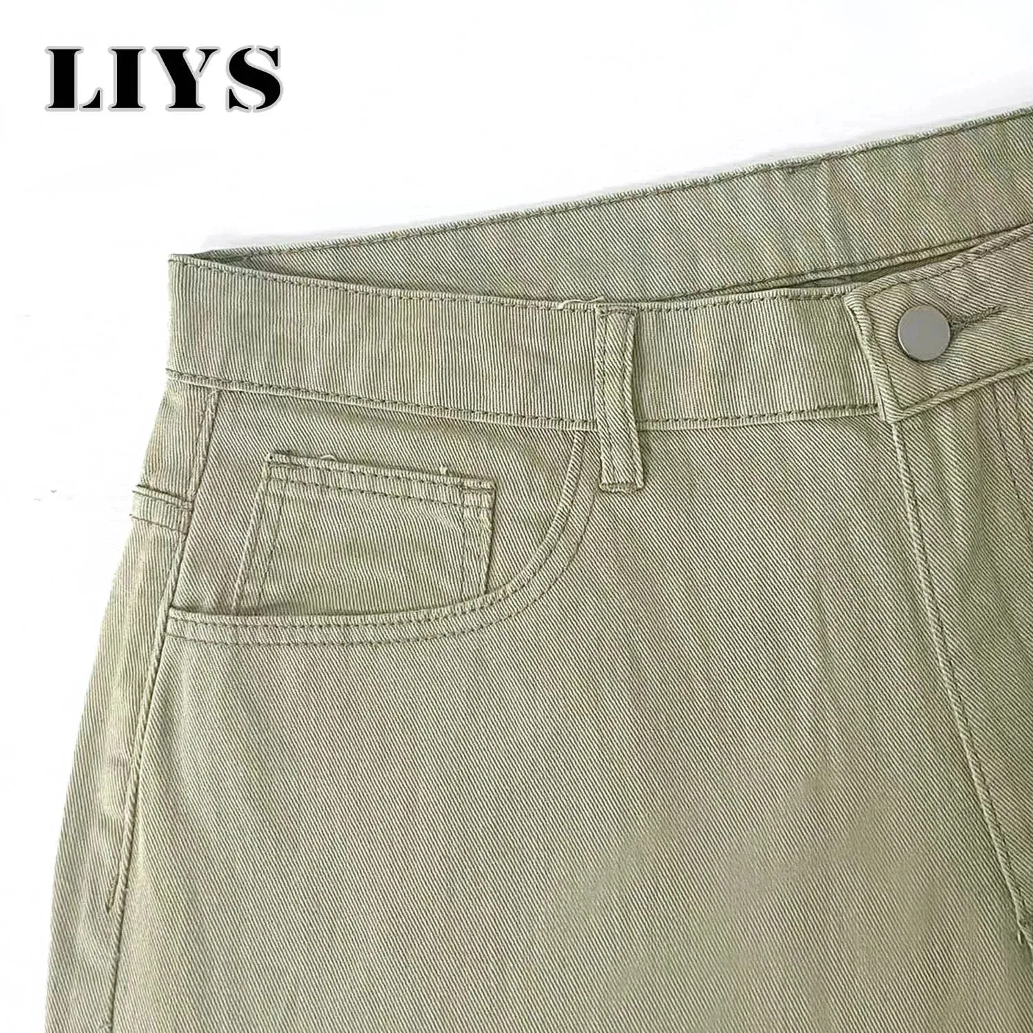 Men's American Retro Light Khaki Wide Leg Curved Jeans Loose Straight Tube Washed Work Pants High Street Fashion Versatile