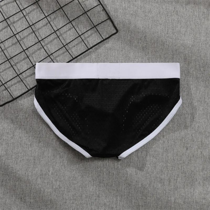 2026 solid color new men's low waist through mesh breathable briefs addicted underwear AD4-M388