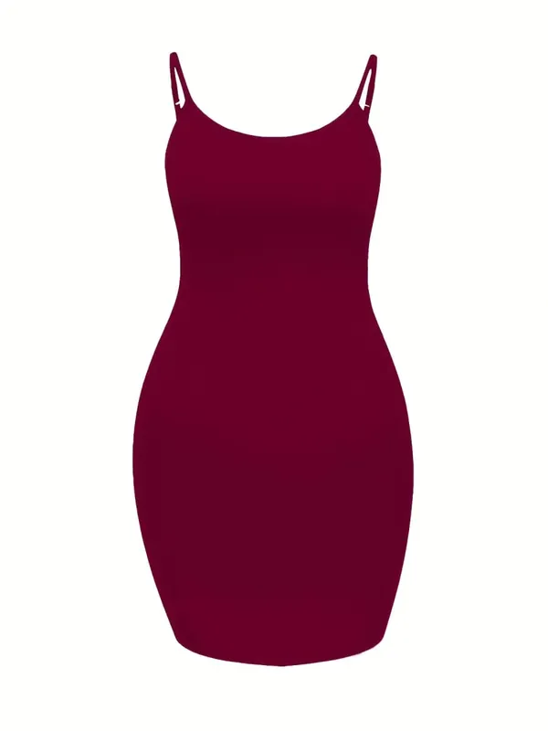 Plus Size Royal Blue Adjustable Spaghetti Strap Bodycon Mini Cami Dress