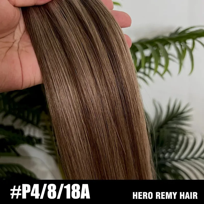 Straight Clip In PU Human Hair Extensions 10 Pcs/Set Full Head Clip Ins Hair 100/170 Grams Clip on PU Hair Extension for Women