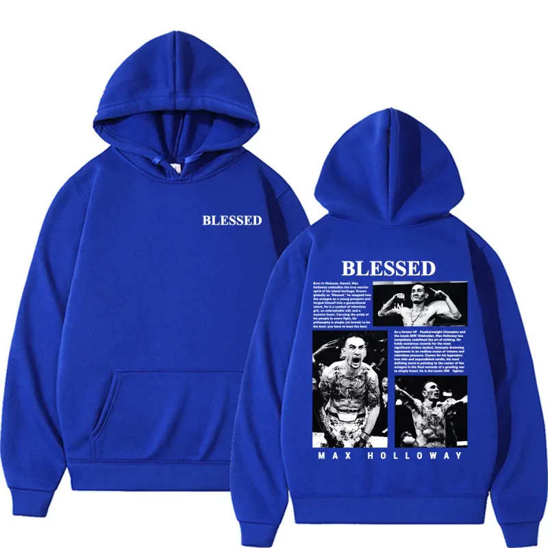Max Holloway Blessed Vintage Graphic Hoodies Men Women Harajuku Violence Aesthetic Sweatshirts Casual Comfort Long Sleeve Hoodie