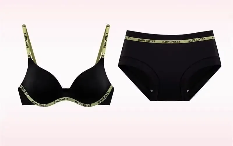 Stylish Vivid Color Dopamine Lingerie Sexy Boost Small Breast Wireless Soft Daily Casual Home Dating Plus Size 32-38 Bra Set Hot