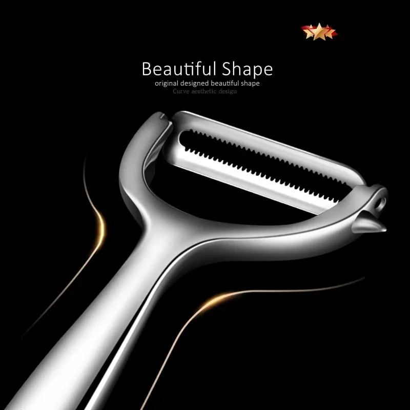 LFGB Certificated Pure 304 Stainless Steel Peeler Ultra Sharp Blade Fruit and Vegetable Zester Family Kitchen Peeling Tool