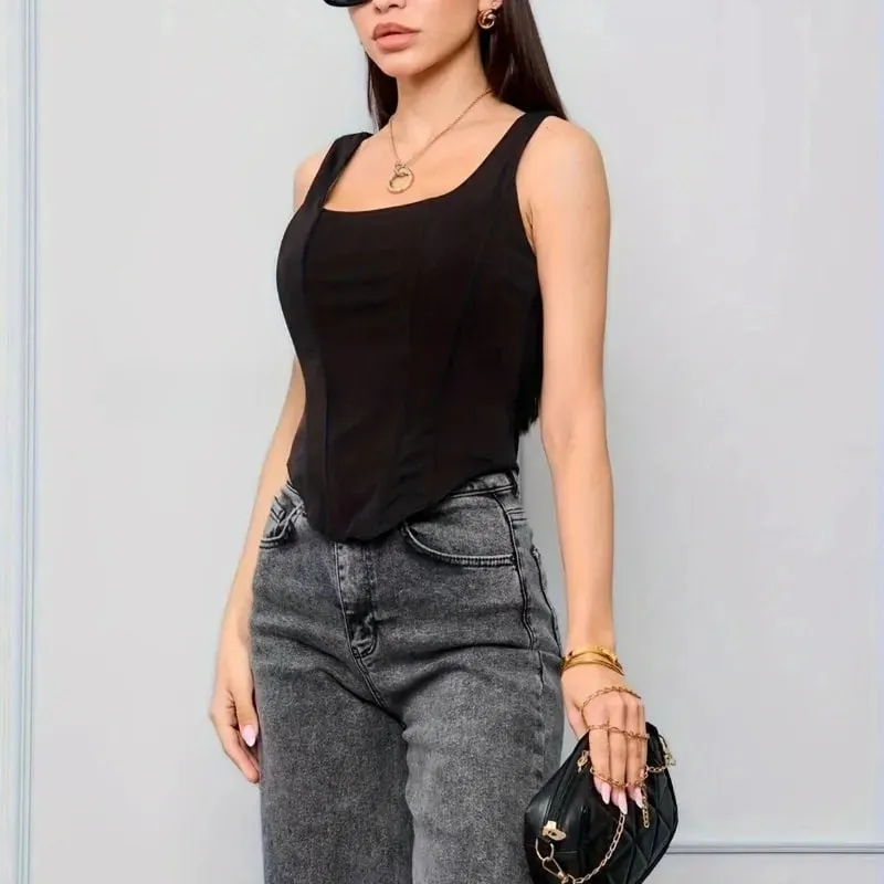 Sexy Crop Tops Women Sleeveless Slim Shapewear Corset Bustiers Bodysuit Tank Top Lace Up Skinny Vest Summer Trendy — image 5