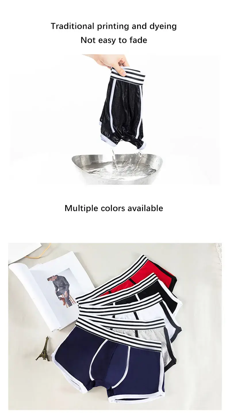 Men Soft Underpants Trunks Cotton High Quality Underwear U Convex Pouch Panties Cueca Mid Waist Breathable Boxer Shorts Homme