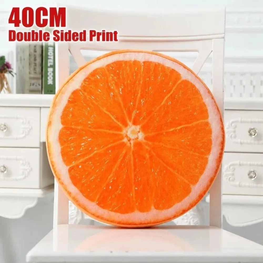 Creative Round Fruit Pillow Fruit Slice Print Simulation Throw Pillow Stuffed Inner Plush Fabric Plush Pillow Office Rest