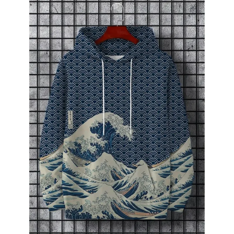 Japanese Harajuku 3D Printed Hoodies For Men Mountain Cat Tentacle Graphic Pullover Sweatshirts Casual Loose Hooded Long Sleeves — image 3