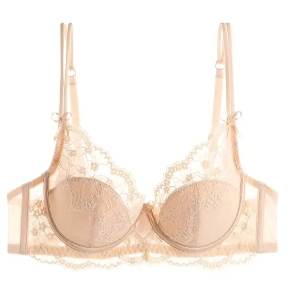 Women Lace Full‑Coverage Bra Set Thin Minimizer Push‑Up Anti‑Sag Soft Lingerie Set For Large Bust Ladies Casual Daily Intimates