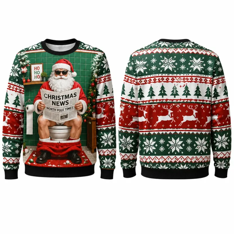 Funny Santa Ugly Christmas Sweatshirt Men Women 3D Print Crewneck Long Sleeve Xmas Party Pullover Holiday Gift Winter Streetwear