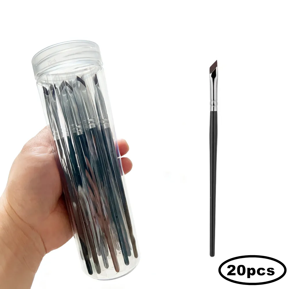 20pcs Ultra Thin Fine Angle Flat Eyeliner Brush Upgrade Blade Precision Eyebrow Liner Makeup Tool for Detailed Eyeliner with Box