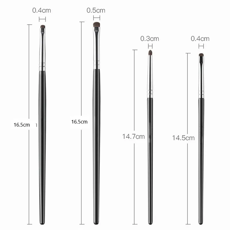 4ks jemné štětce na oční stíny Smudge Precision Eyeliner Smudge Makeup Brush Zvýrazňovač očních víček Ležící štětce na líčení bource morušového Nástroje
