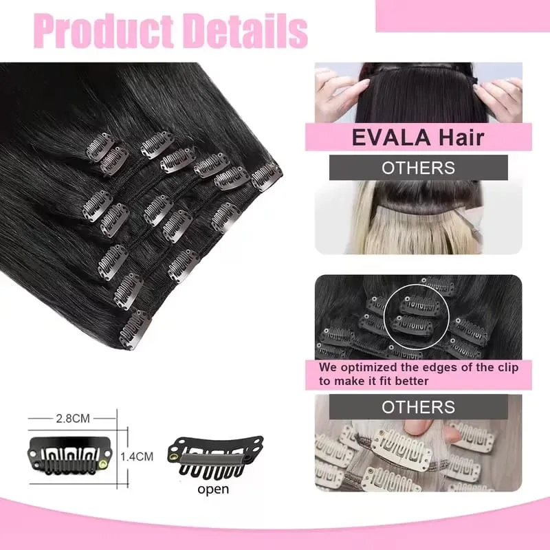 Clip in Hair Extensions Real Human Hair 26 Inch 120g Invisible Seamless Straight Remy Human Hair Clip in Extensions 1B Black
