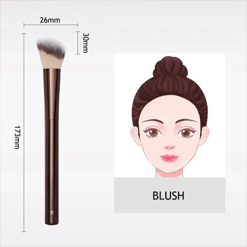 เบอร์ 15 แปรงปัดแก้มนาฬิกาทราย Angled Contour Blush Stippling Brush แก้มครีม Liquid Blushes แปรงแต่งหน้า แปรงปัดแก้มครีม