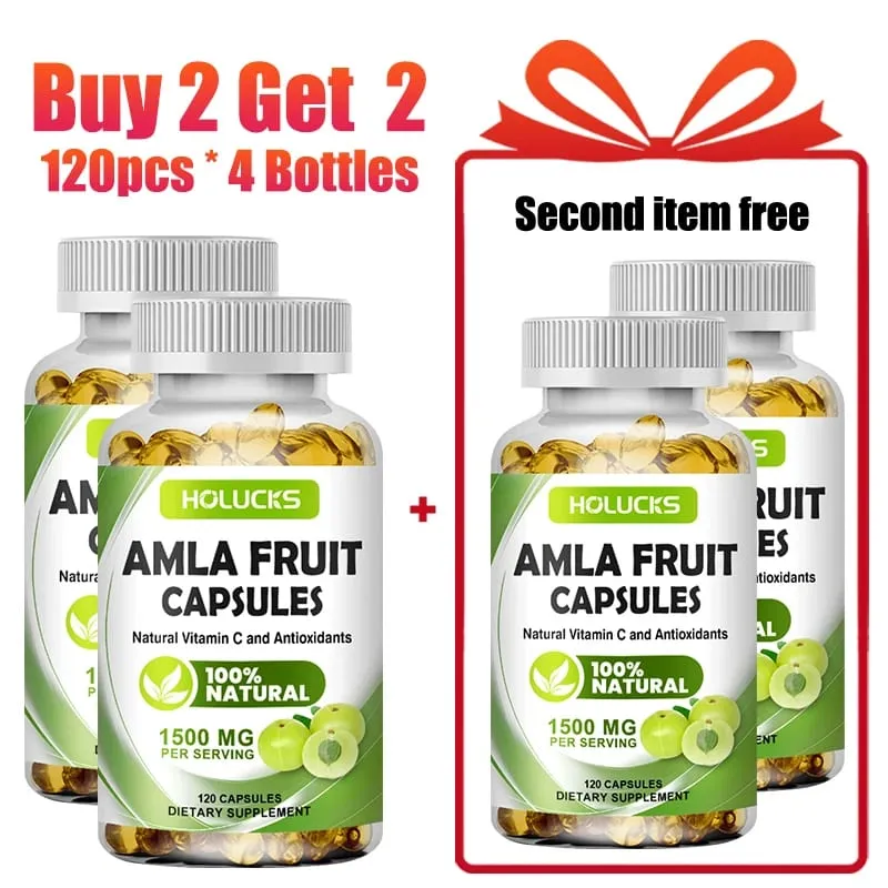 Natural Amla Capsules with High Potency Vitamin C Antioxidant Support Energy Metabolism Heart & Digestive Health
