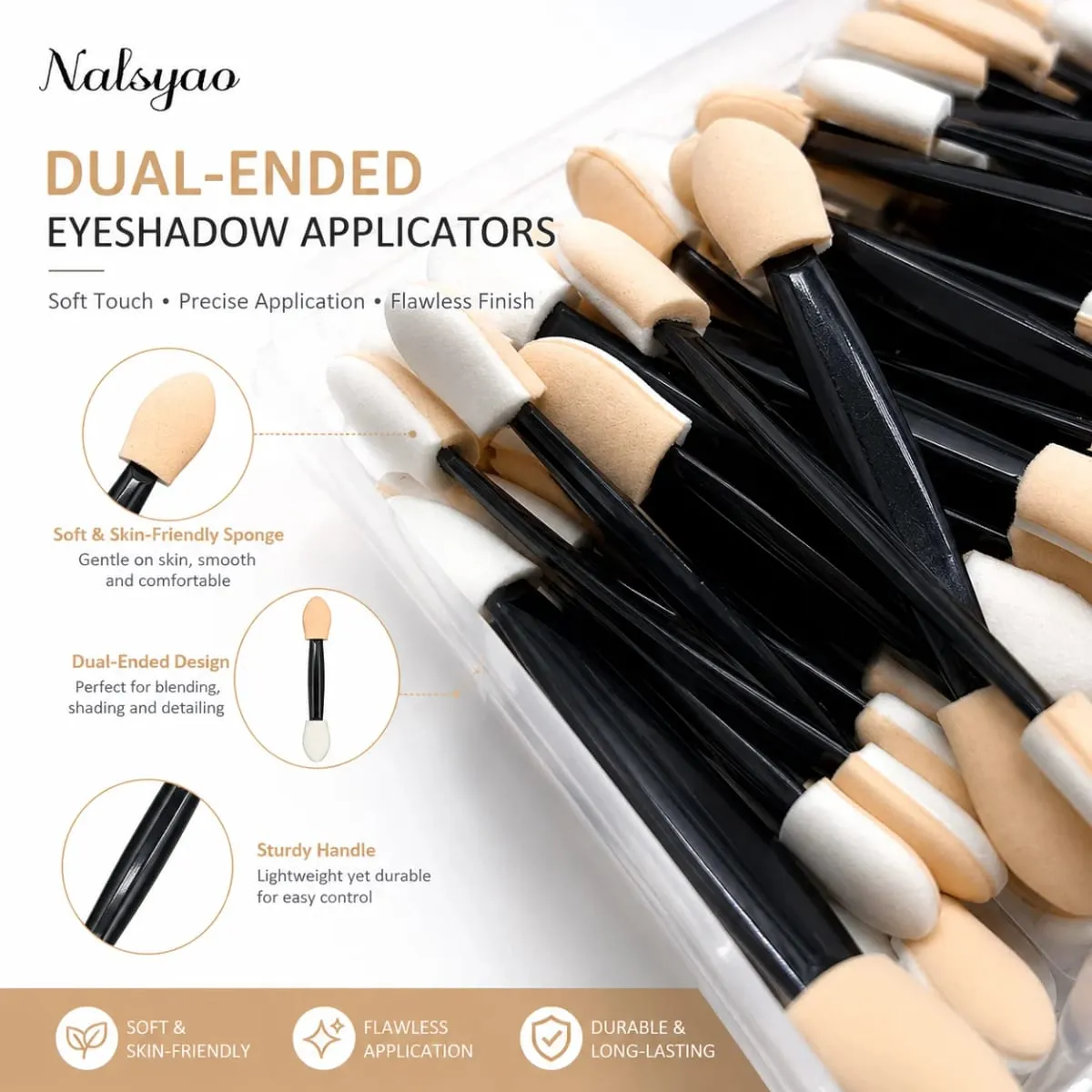 Applicator 50/100/200PCS Disposable Dual Sides Eye Shadow Sponge Applicators with Container Length Eyeshadow Brushes Makeup