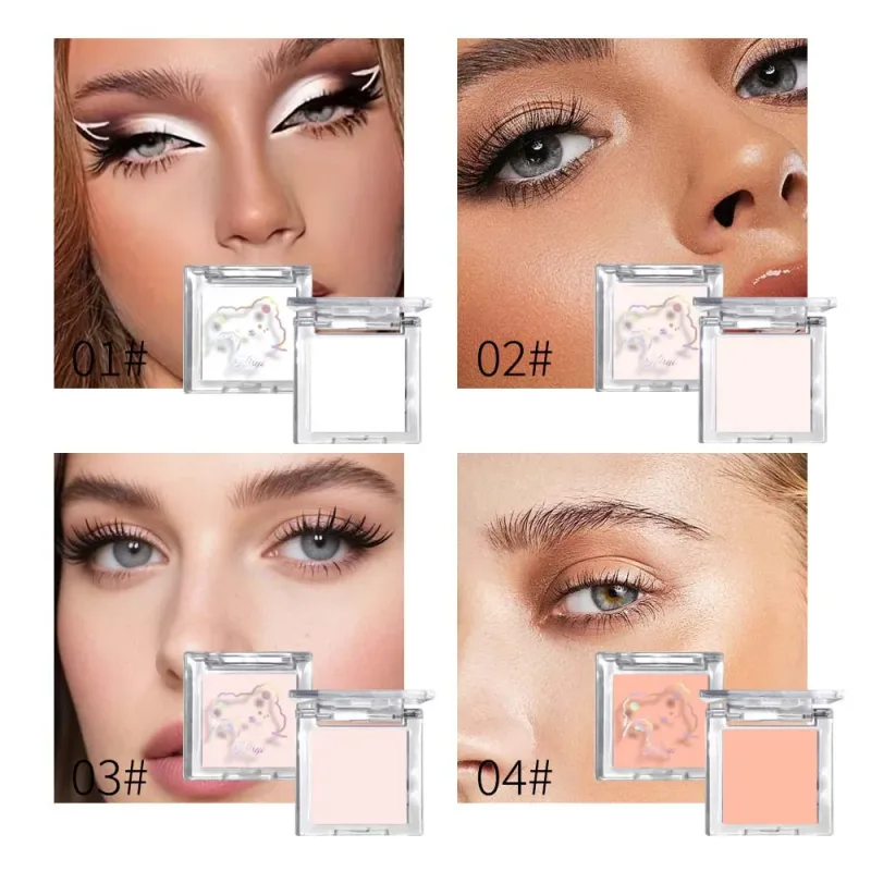 White Matte Eyeshadow Palette Cut Crease Base Highlighter Waterproof Long Lasting Brightening Eye Makeup Shell