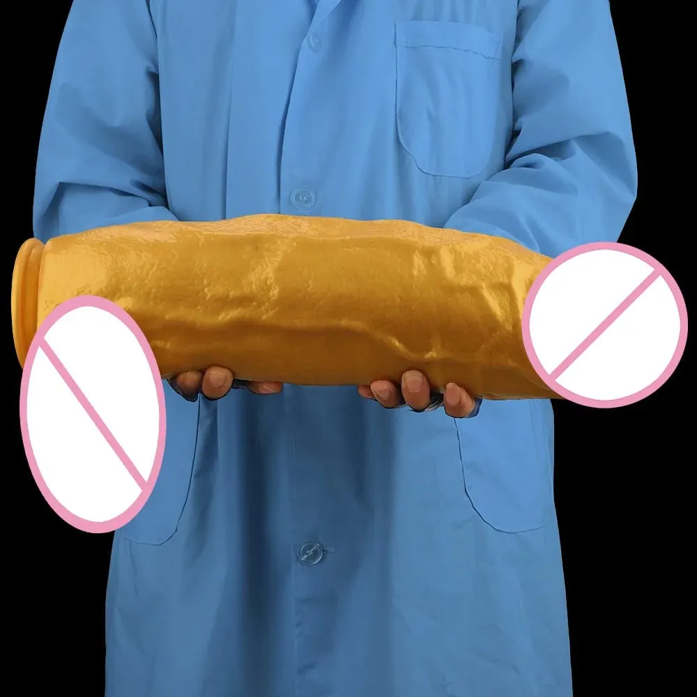 46cm Large Gold Silicone Dildo Anal Plug Sex Toy Realistic Penis Anal Dilator Fisting Masturbator Realistic Penis