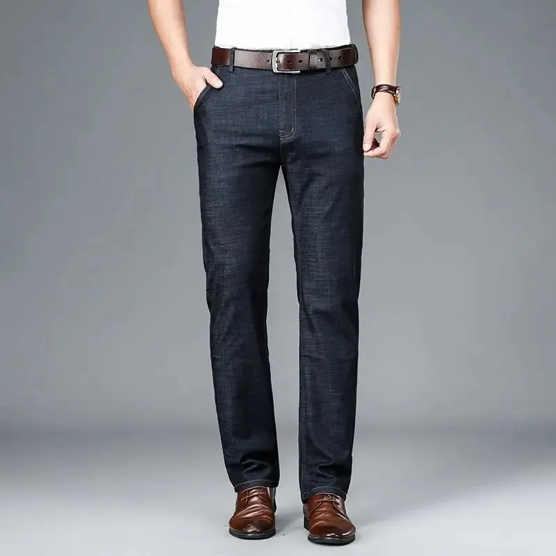 Men's Thin Business Jeans Classic Elasticity Straight Leg Denim Pants Fashion Comfortable Soft Trousers Male Casual Clothing — image 6