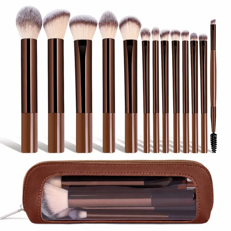 13PCS Makeup Brush Set Soft Bristles for Foundation Blush Loose Powder and Eyelash Grooming Student Essentials Beginner Kit