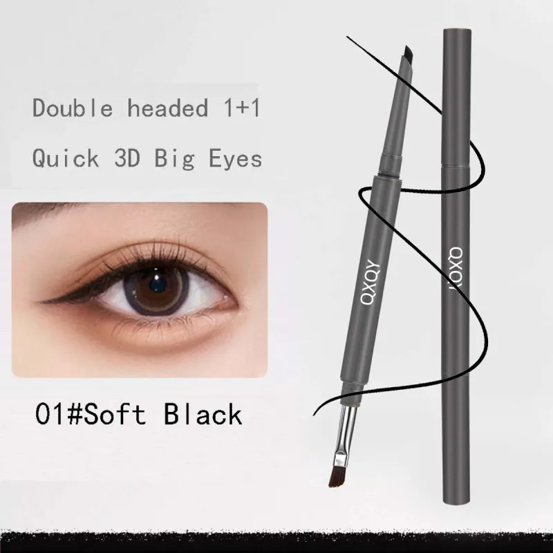 1 Pcs Double Head Easy To Color Gel Eyeliner Smooth and Waterproof Sweat Proof Dark Brown Lying Silkworm Outline Eyes Cosmetics