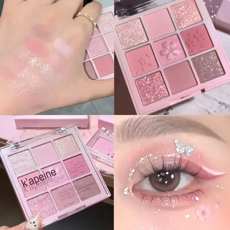 9-Color Glitter Eyeshadow Palette Earth Color Pearlescent Eye Shadow Shimmer Highlights Sparkling Sequin Champagne Eyes Makeup — image 7