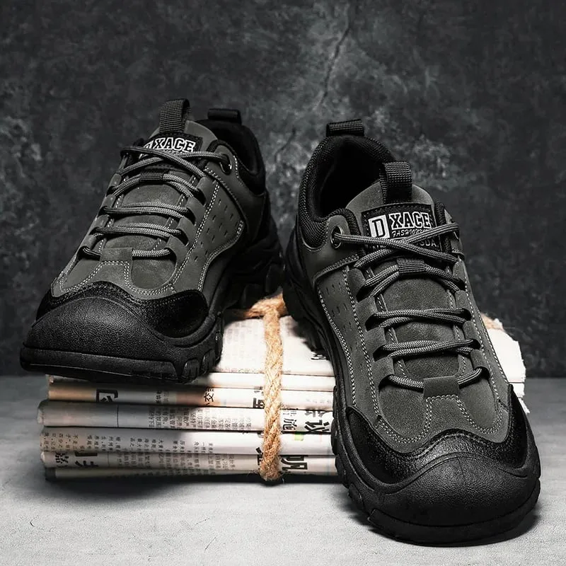 Men's Hiking Camping Shoe Waterproof Leather Upper Non Slip Hiking Boots Outdoor Durable Non Slip Sole Sports Shoes Large Size — image 3