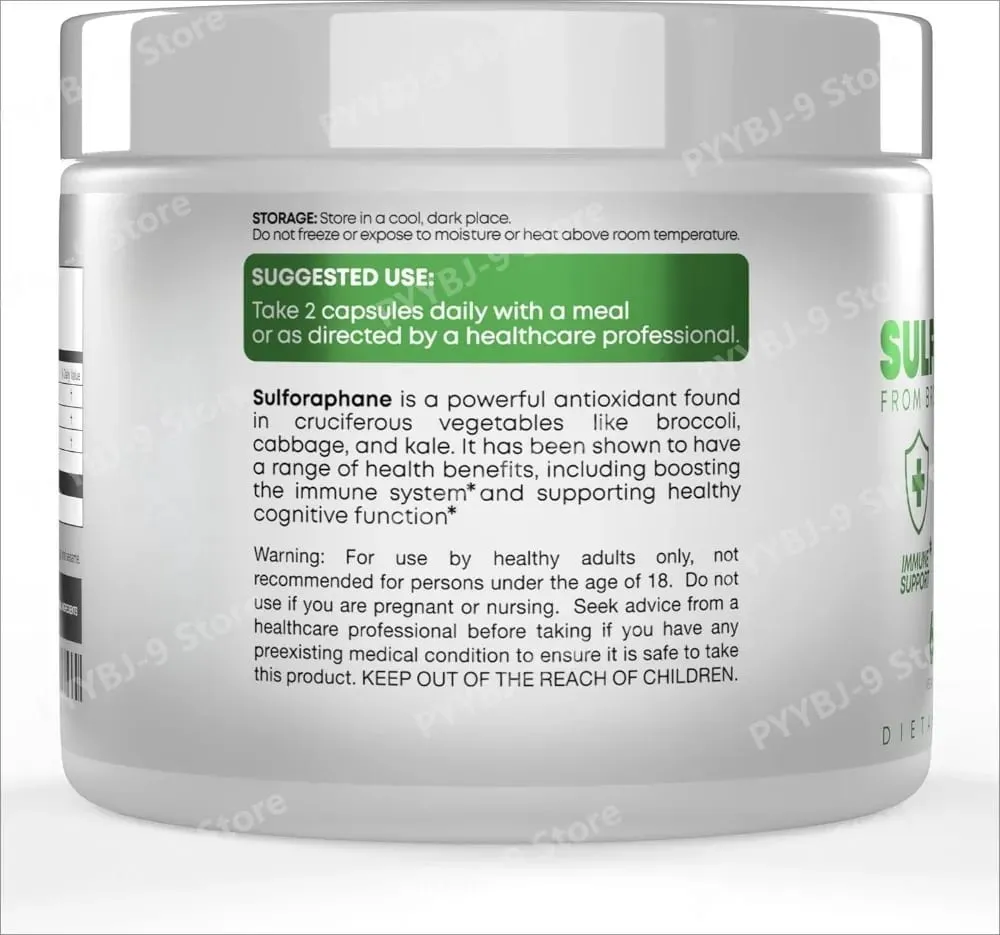 5 000mcg Sulforaphane From Broccoli Seed Extract Vegan Capsules with Myrosinase Immune Support 2-Capsule Serving 60 Count