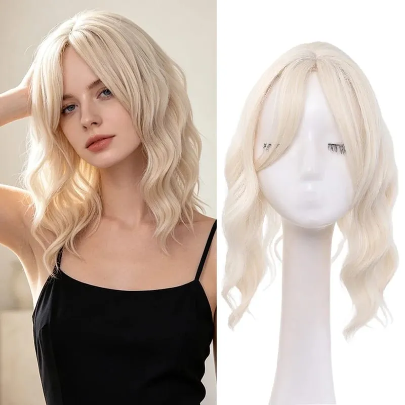 High Quality Synthetic Water Wave Wig Topper Middle Part With Natural Shine Easy To Apply For Quick Volume Boost.