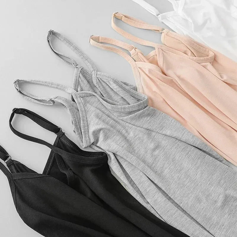 Cotton Feel Solid Sling Camisole Women Crop Top 35-75kg Sleeveless Sexy Slimming Vest Tank Base Tee Underwear Daily Staple 2026