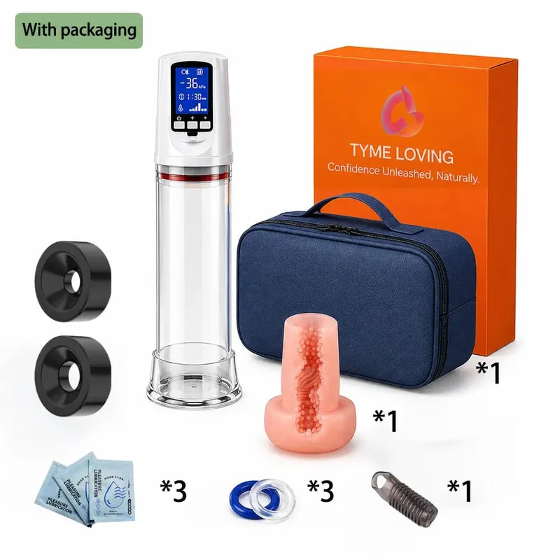 Smart Automatic Penis Pump LCD Display Vacuum Therapy System Male Enlarger Device 5 Pressure Control Silicone Sleeve Kit for Men