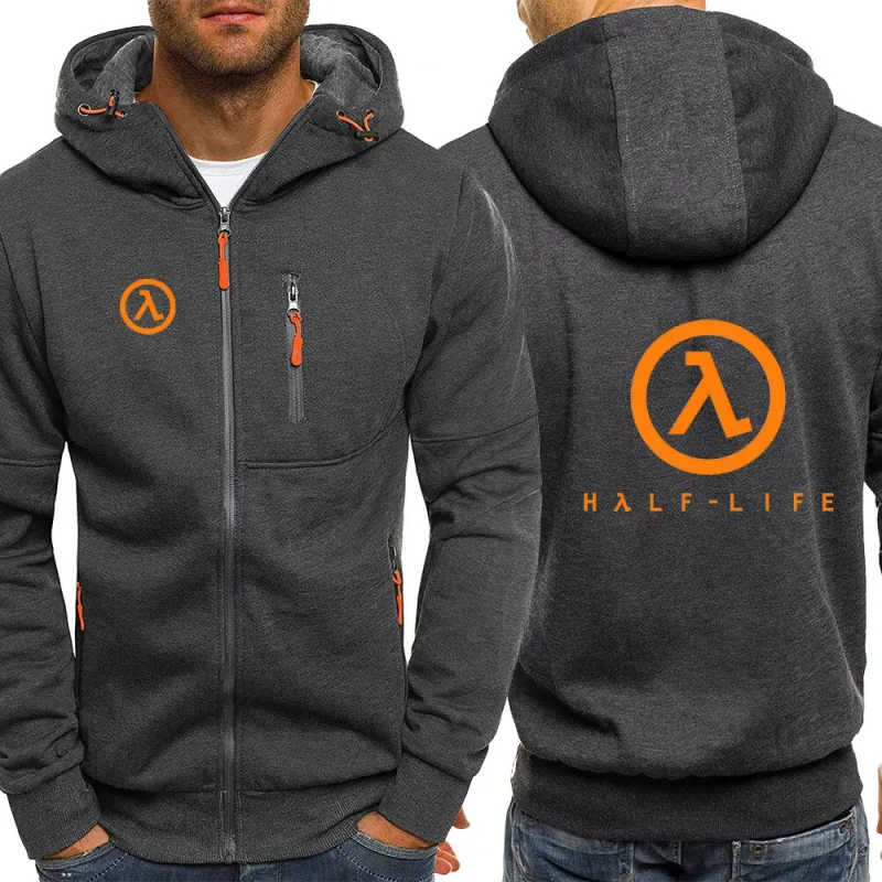 2025 Spring And Autumn Half Life Game 1998 Print New Men's Three-Color Cotton Hoodies Zipper Leisure Harajuku Coat