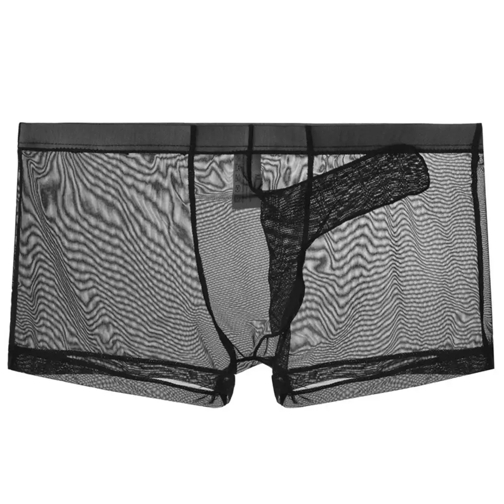 섹시한 남자 메쉬 투명 경량 속옷 통기성 복서 팬티 팬티를 통해 볼 총알 분리 남성 복서 팬티 — image 6